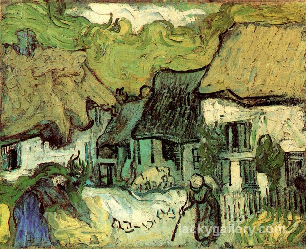 Thatched Cottages in Jorgus, Van Gogh painting